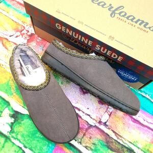 NWT in box Dearfoams Genuine Suede Clogs with Woven Taping Mens size 9